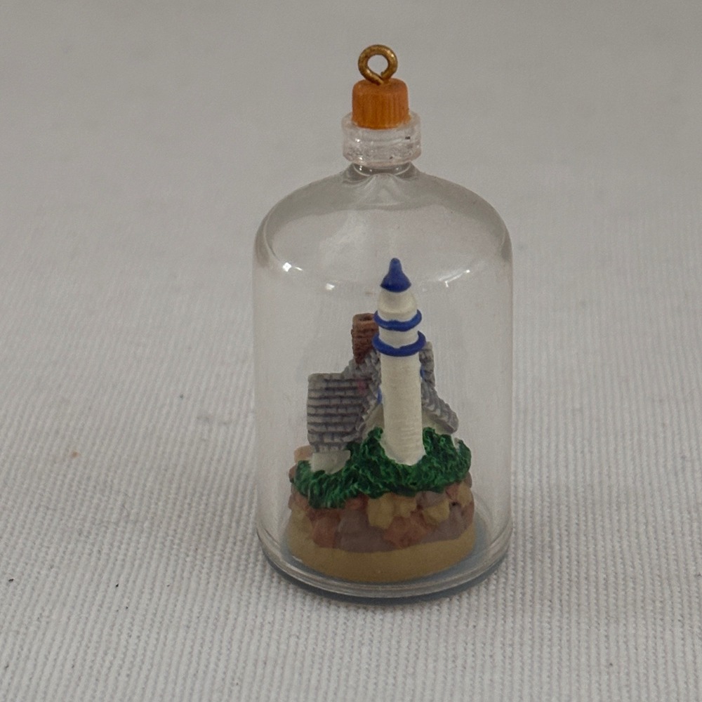 2001 Hallmark Keepsake Miniature Lighthouse Cottage Bottle Christmas Ornament - Picture 3 of 6